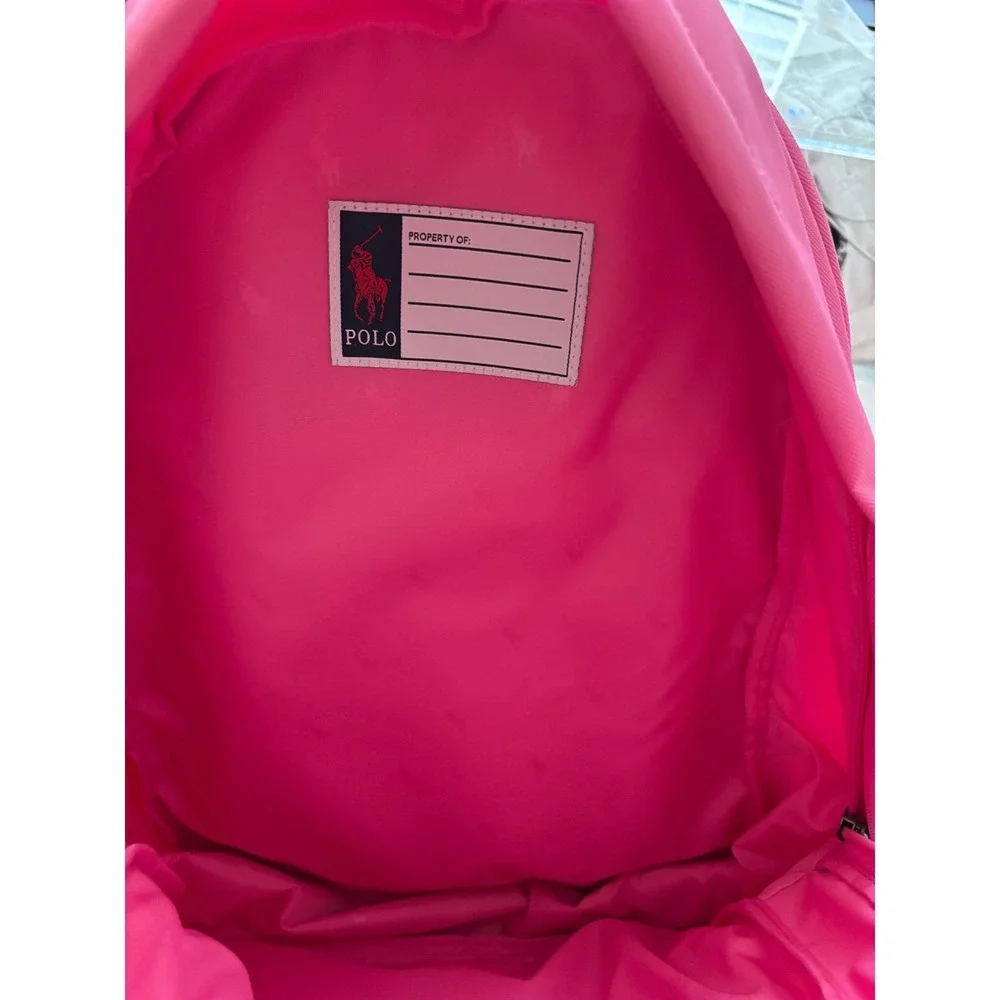 Polo Ralph Lauren Pink Polo Bear Canvas Backpack Kids School Bag
